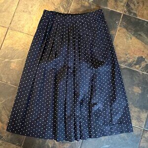 Jcrew XS Navy polkadot midi skirt